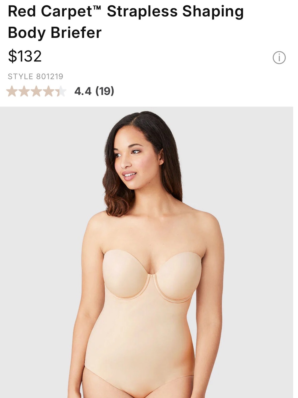 Wacoal Red Carpet Strapless Shaping Body Briefer in Nude